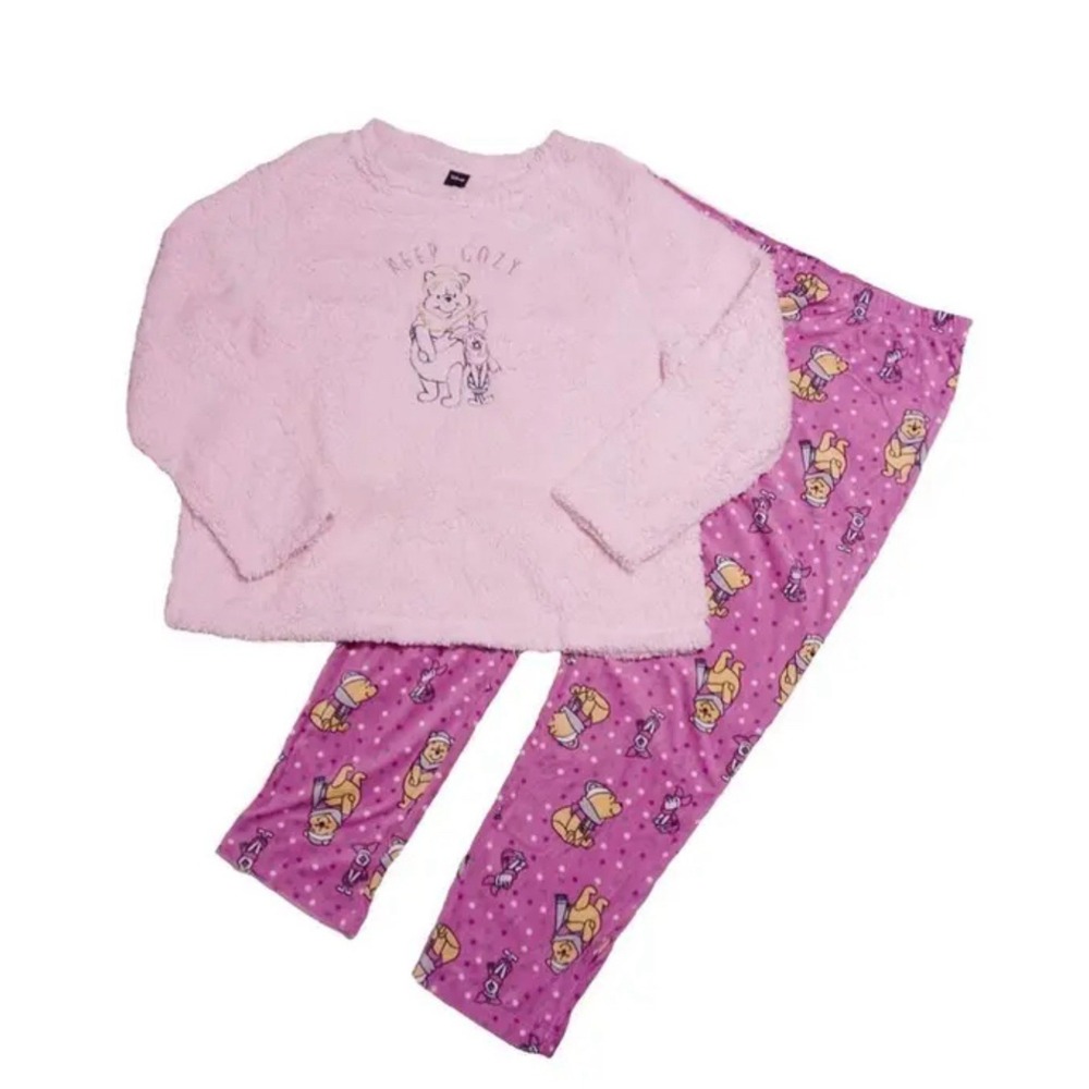 Disney Winnie the Pooh Womans 2XL‎ 18/20 W  Pink Fuzzy Fleece Sherpa Pajama Set